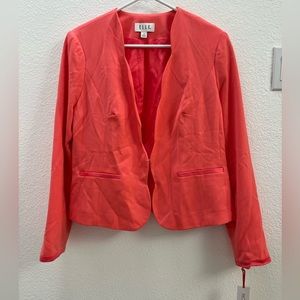 💛ELLE Salmon/Coral Colored Scalloped Blazer, size 12